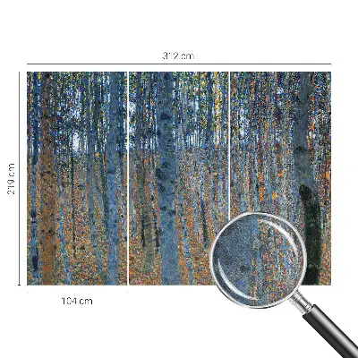 Autocolante de parede fotográfico com imagem de uma floresta de bétulas