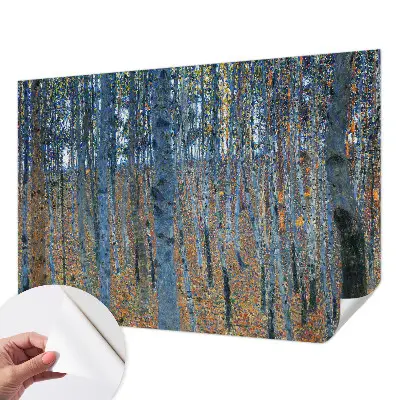 Autocolante de parede fotográfico com imagem de uma floresta de bétulas