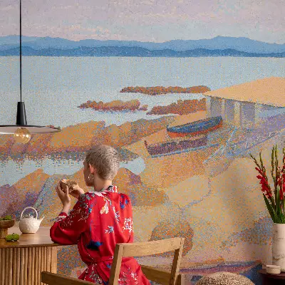 Papel de parede para criança com estampa vista para o mar