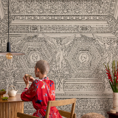 Papel de parede infantil com ornamento clássico