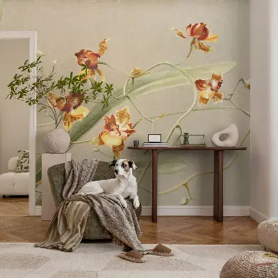 Papel de parede autocolante para quarto com estampa de orquídeas clássicas