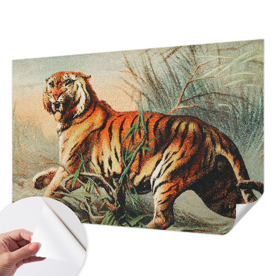 Autocolante de parede fotográfico com estampa de tigre em motivo natural