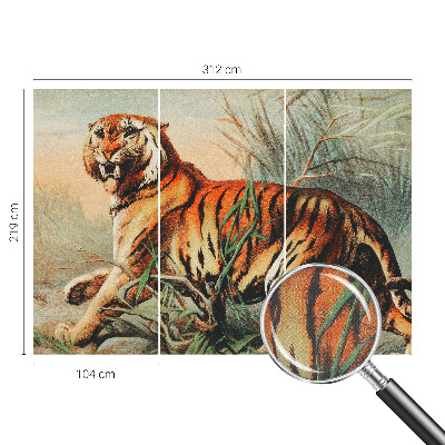 Autocolante de parede fotográfico com estampa de tigre em motivo natural