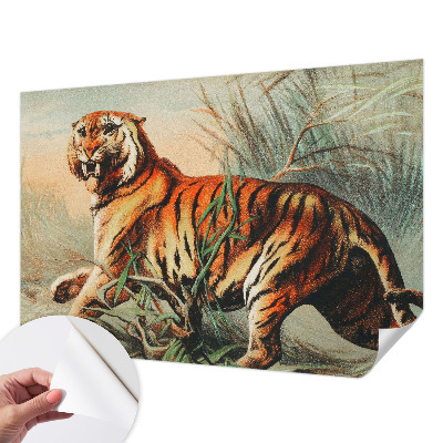 Autocolante de parede fotográfico com estampa de tigre em motivo natural