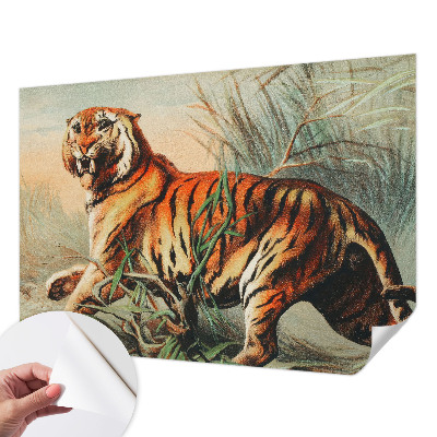 Autocolante de parede fotográfico com estampa de tigre em motivo natural
