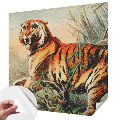 Autocolante de parede fotográfico com estampa de tigre em motivo natural