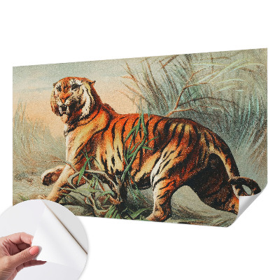 Autocolante de parede fotográfico com estampa de tigre em motivo natural