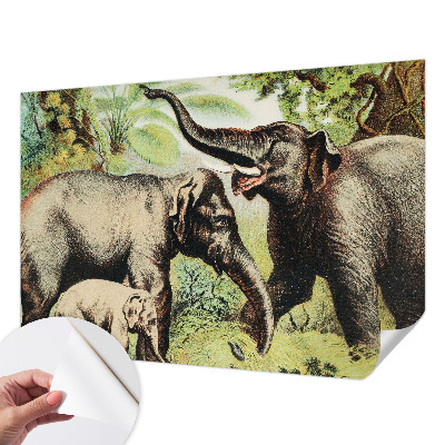 Papel de parede autocolante para sala Elefantes da família