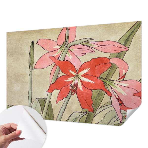 Papel de parede autocolante com estampa de flores de lírio-de-um-dia