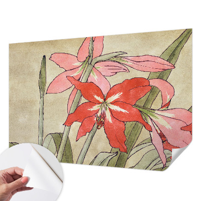 Papel de parede autocolante com estampa de flores de lírio-de-um-dia
