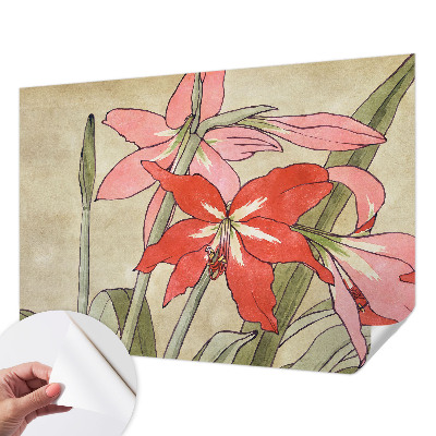 Papel de parede autocolante com estampa de flores de lírio-de-um-dia