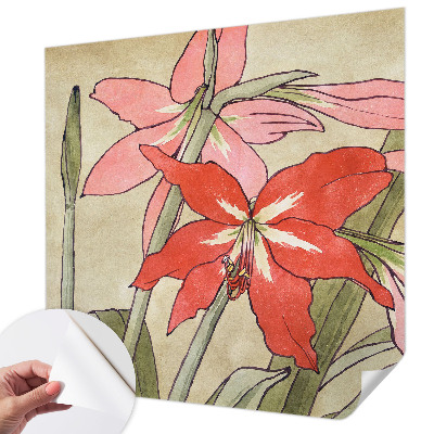 Papel de parede autocolante com estampa de flores de lírio-de-um-dia