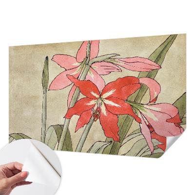 Papel de parede autocolante com estampa de flores de lírio-de-um-dia
