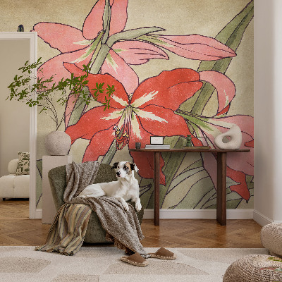 Papel de parede autocolante com estampa de flores de lírio-de-um-dia