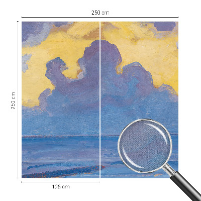 Papel de parede infantil com estampa de paisagem de nuvens