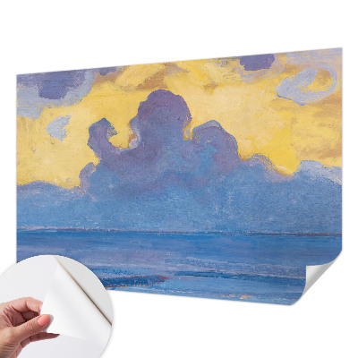 Papel de parede infantil com estampa de paisagem de nuvens