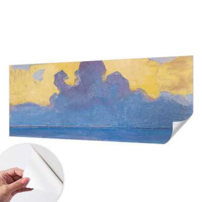 Papel de parede infantil com estampa de paisagem de nuvens