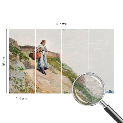 Papel de parede autocolante com estampa de paisagem feminina