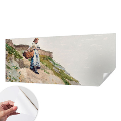Papel de parede autocolante com estampa de paisagem feminina