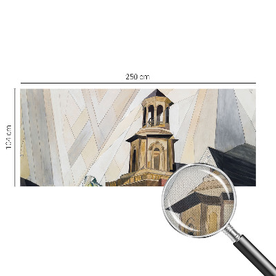 Papel de parede infantil com estampa de torre arquitetônica