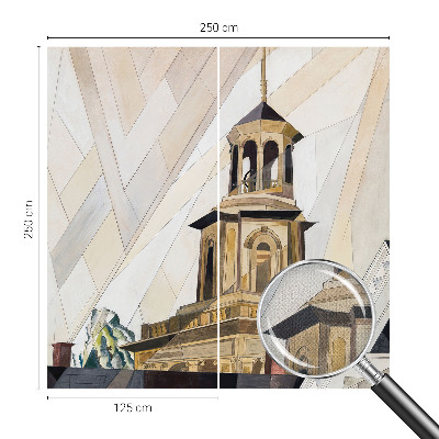 Papel de parede infantil com estampa de torre arquitetônica