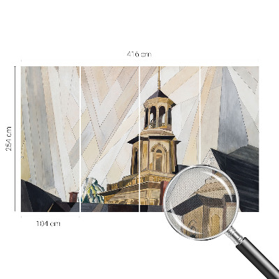 Papel de parede infantil com estampa de torre arquitetônica