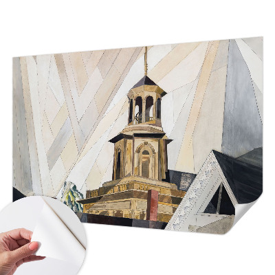 Papel de parede infantil com estampa de torre arquitetônica