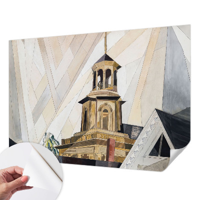 Papel de parede infantil com estampa de torre arquitetônica