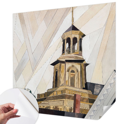 Papel de parede infantil com estampa de torre arquitetônica