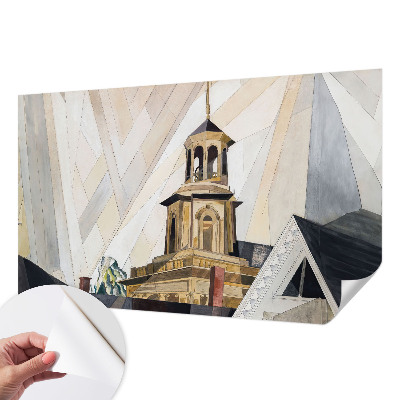 Papel de parede infantil com estampa de torre arquitetônica