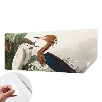 Papel de parede autocolante com estampa de pássaros e folhagens