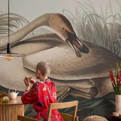 Papel de parede para criança com estampa de pássaro em estilo natural