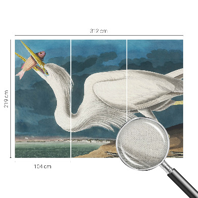 Papel de parede 3D Pássaro com peixe