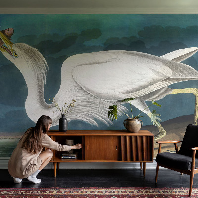 Papel de parede 3D Pássaro com peixe
