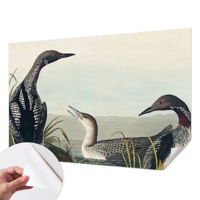Papel de parede autocolante para sala com estampa de pássaros sobre a água