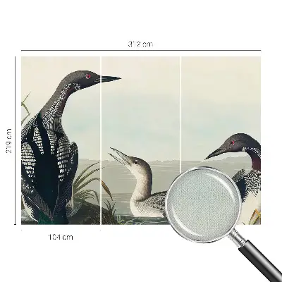 Papel de parede autocolante para sala com estampa de pássaros sobre a água