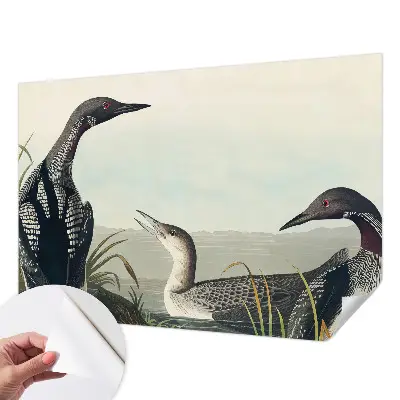 Papel de parede autocolante para sala com estampa de pássaros sobre a água