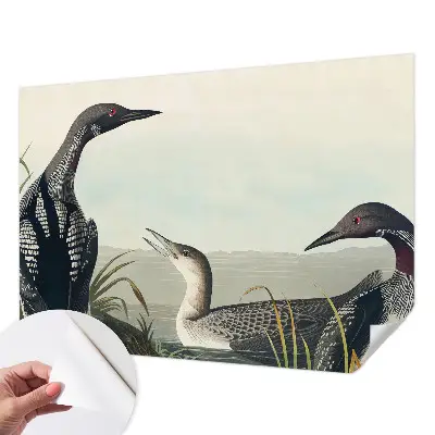 Papel de parede autocolante para sala com estampa de pássaros sobre a água