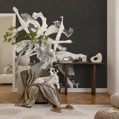 Papel de parede autocolante para quarto com ilustração de orquídea