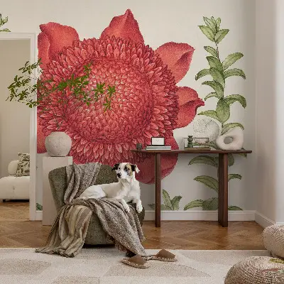 Papel de parede autocolante para sala com padrão floral elegante