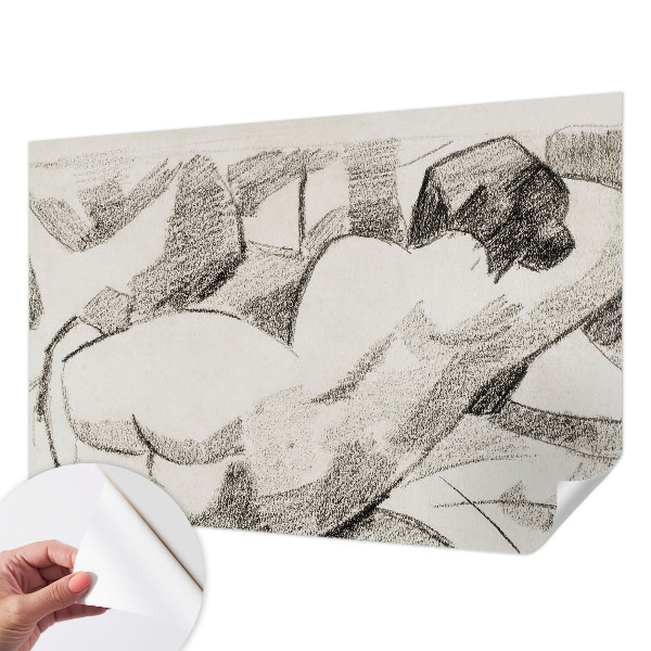 Papel de parede 3D com estampa de uma figura deitada