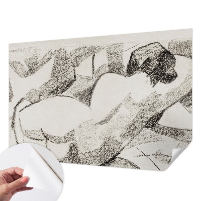 Papel de parede 3D com estampa de uma figura deitada