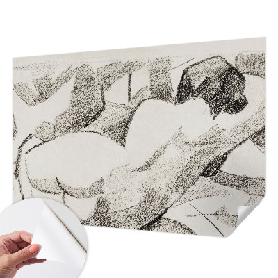 Papel de parede 3D com estampa de uma figura deitada