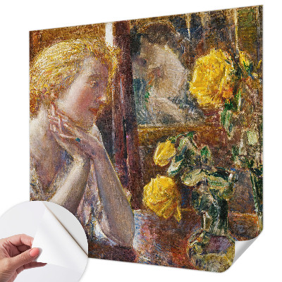 Papel de parede infantil com estampa de mulher e rosas