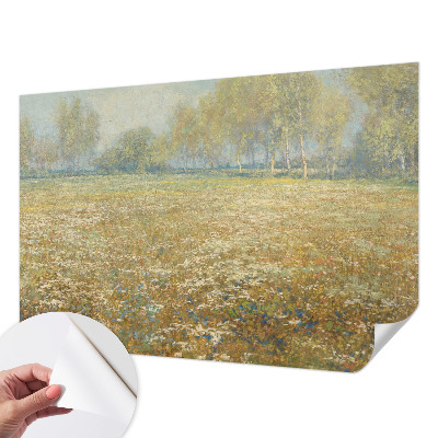 Papel de parede autocolante para quarto com estampa de campo florido