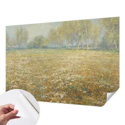Papel de parede autocolante para quarto com estampa de campo florido