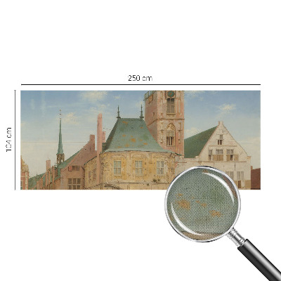 Papel de parede autocolante para sala com estampa de prefeitura histórica