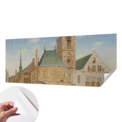 Papel de parede autocolante para sala com estampa de prefeitura histórica