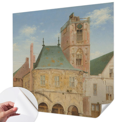 Papel de parede autocolante para sala com estampa de prefeitura histórica