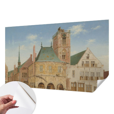 Papel de parede autocolante para sala com estampa de prefeitura histórica